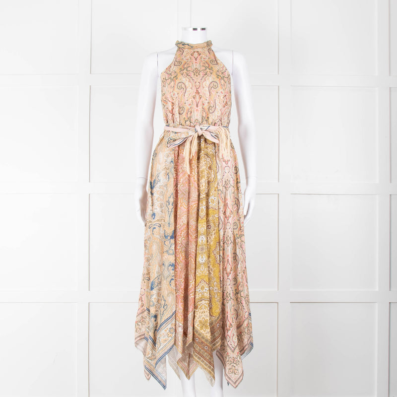 Zimmermann Multi Colour Paisley Print Sleeveless Asymmetric Hem Dress