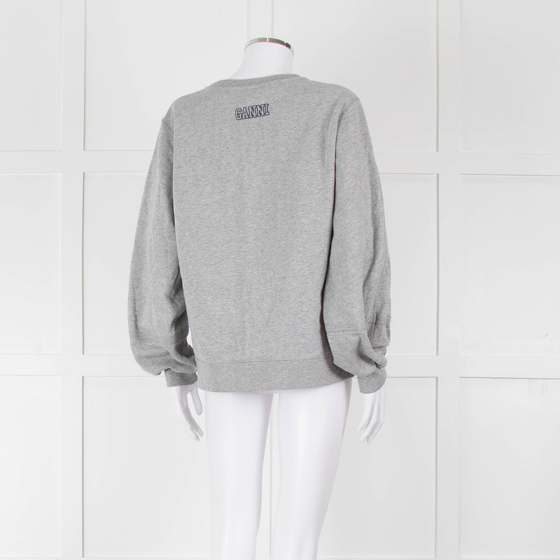 Ganni Grey Logo Sweat Shirt