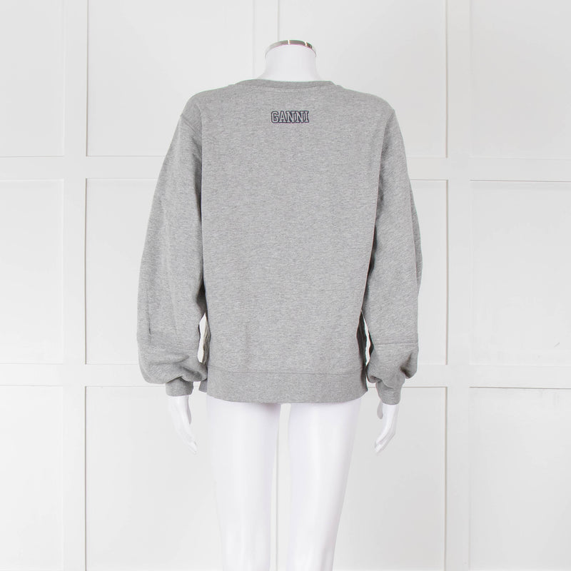Ganni Grey Logo Sweat Shirt