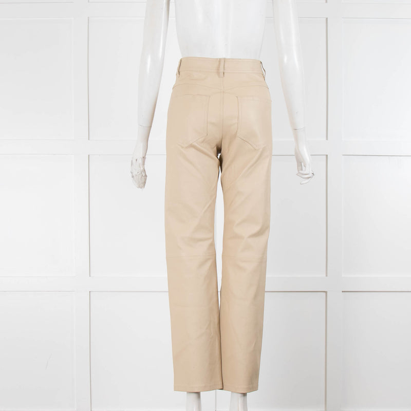 Joseph Cream Leather Button Up Trousers