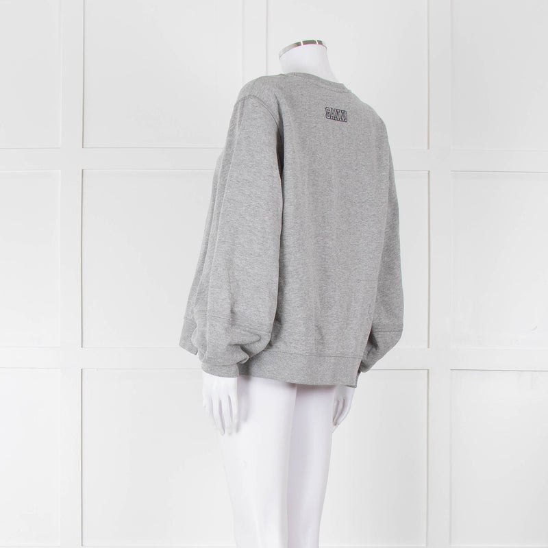 Ganni Grey Logo Sweat Shirt