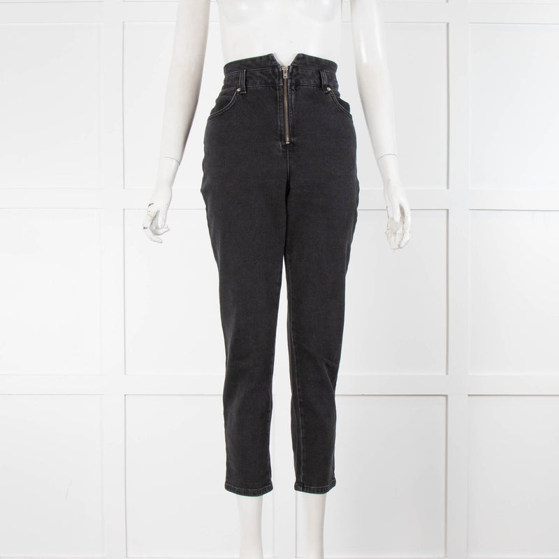 BA&SH Grey Front Zip High Waisted Jeans