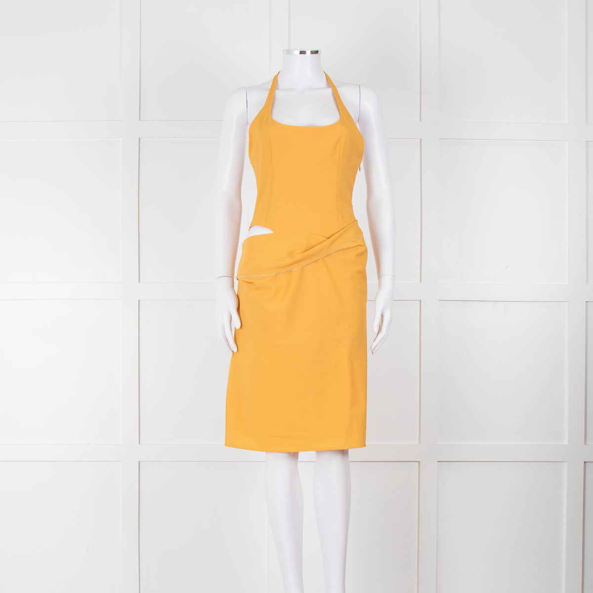 Jacquemus Gold Yellow Halter Fitted 'Le Splash' Dress