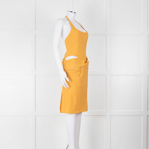 Jacquemus Gold Yellow Halter Fitted 'Le Splash' Dress
