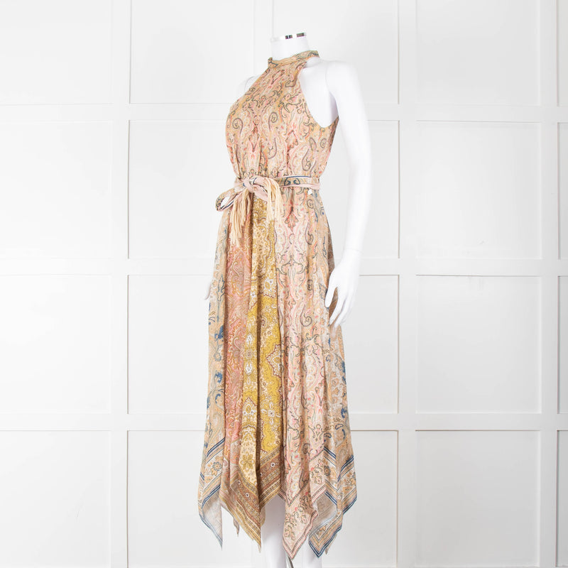 Zimmermann Multi Colour Paisley Print Sleeveless Asymmetric Hem Dress