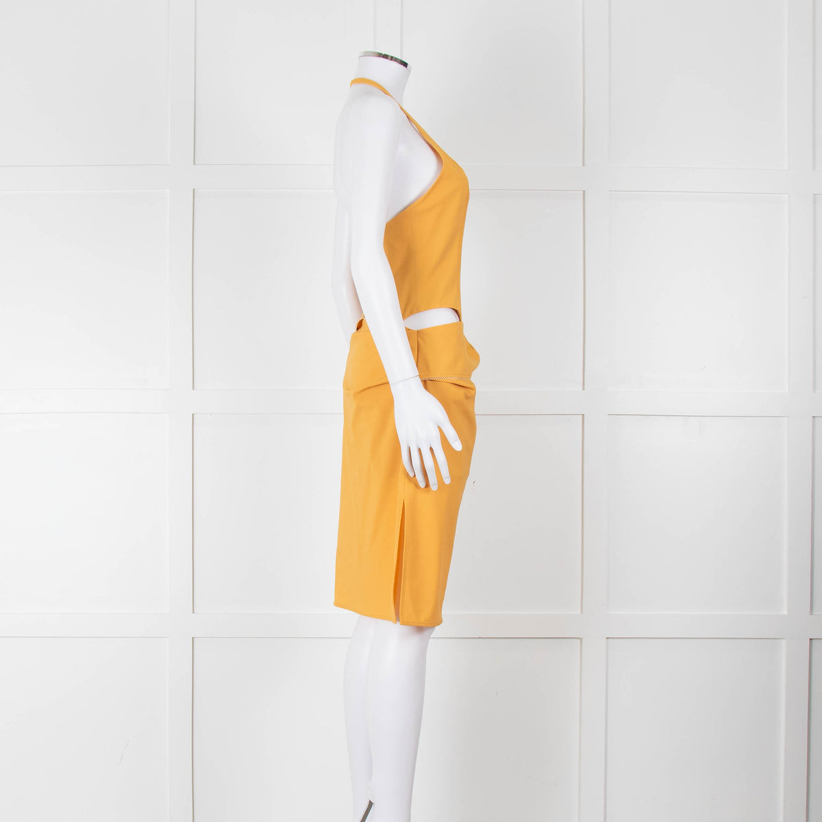 Jacquemus Gold Yellow Halter Fitted 'Le Splash' Dress