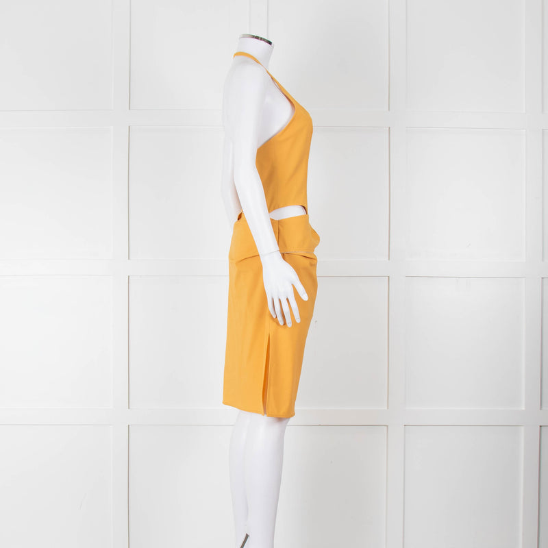 Jacquemus Gold Yellow Halter Fitted 'Le Splash' Dress
