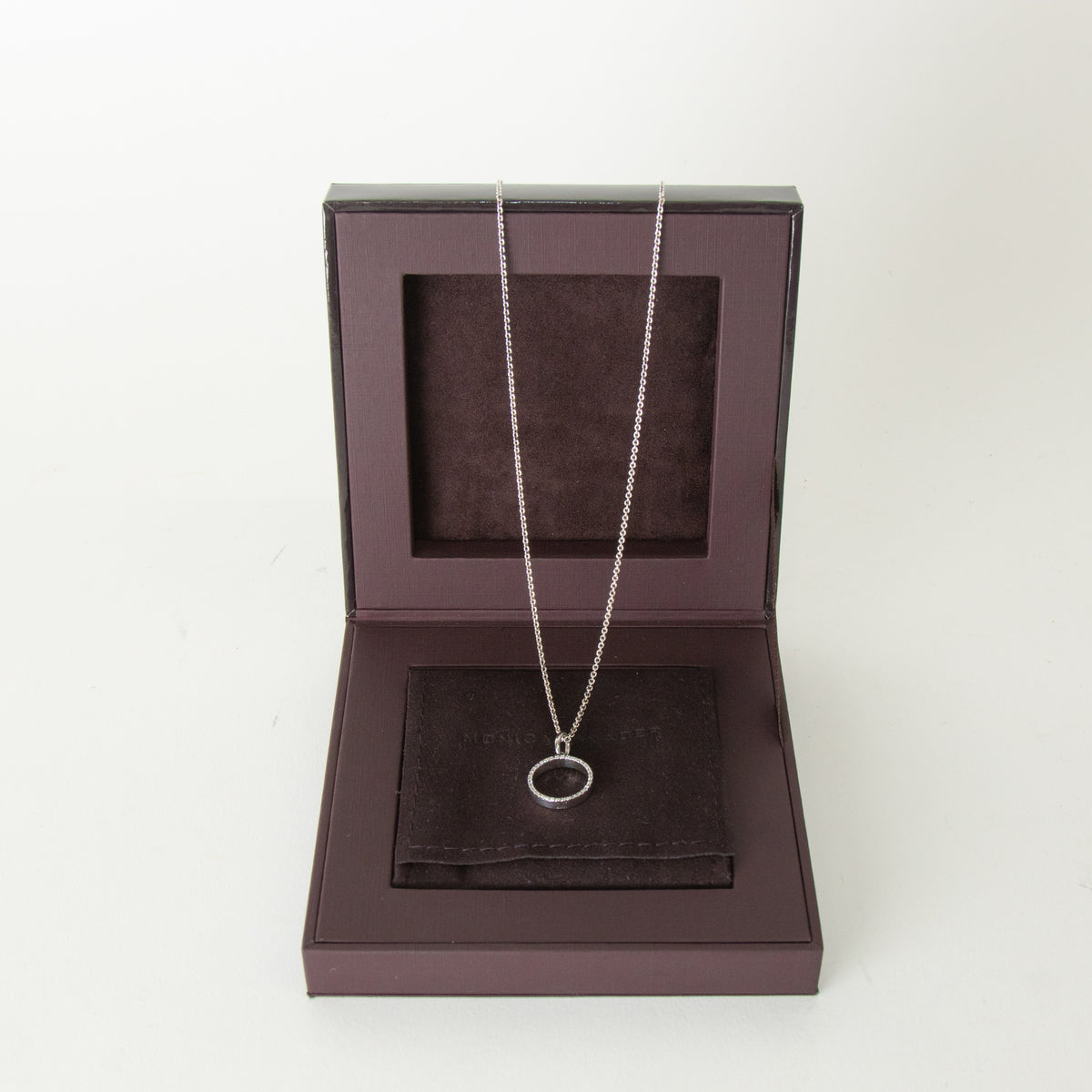Monica Vinader Sterling Silver Diamond Circle With Chain Necklace