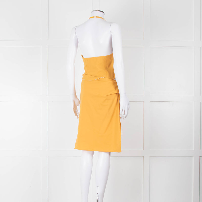Jacquemus Gold Yellow Halter Fitted 'Le Splash' Dress