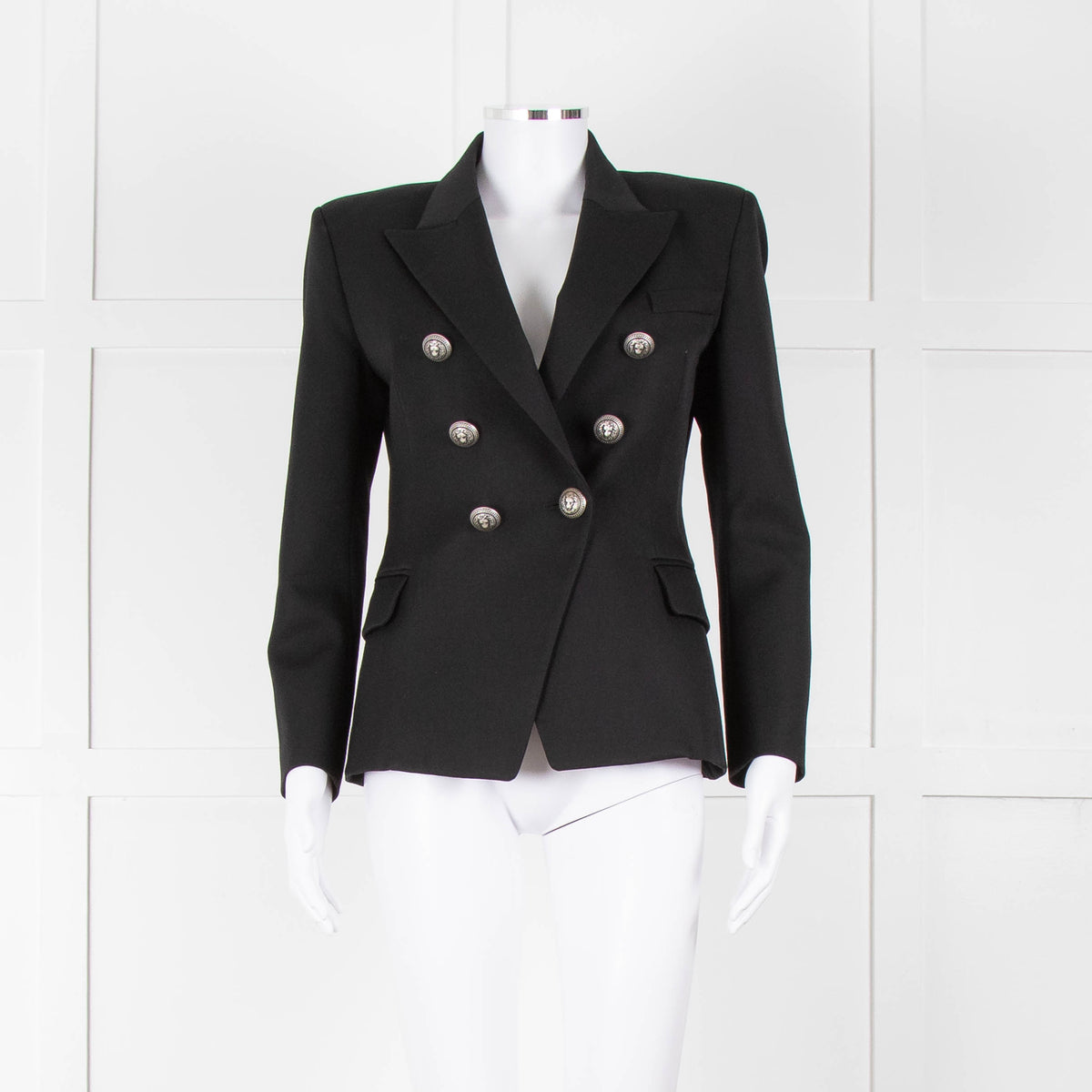 Balmain Black Fitted Jacket With Chrome Buttons