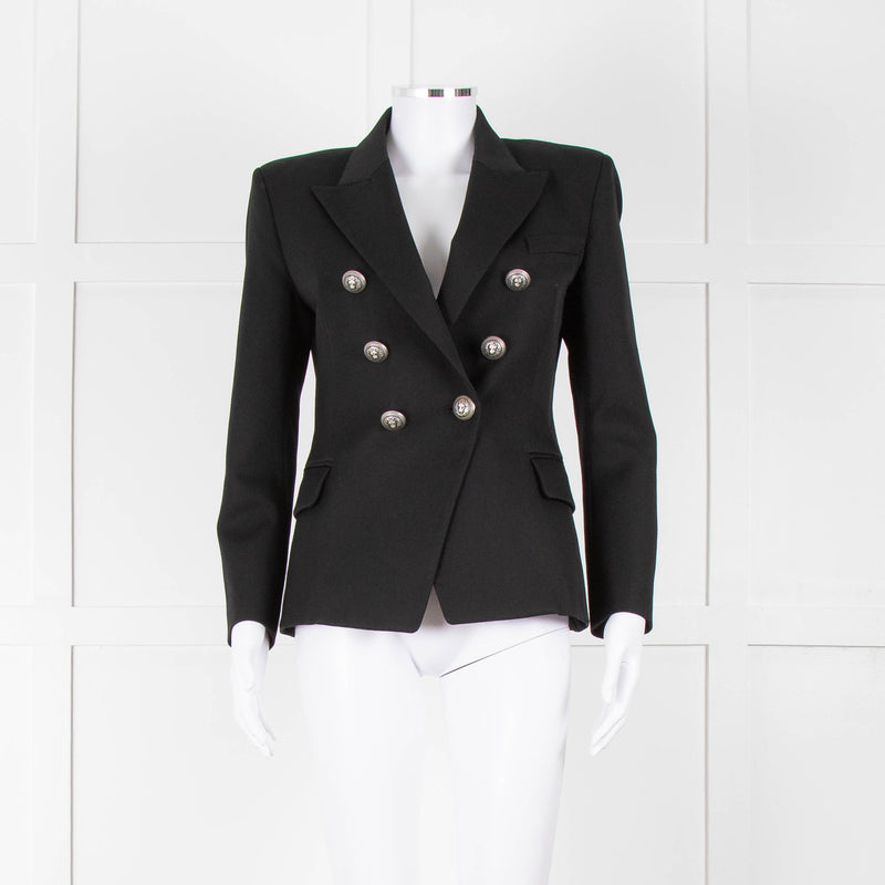 Balmain Black Fitted Jacket With Chrome Buttons