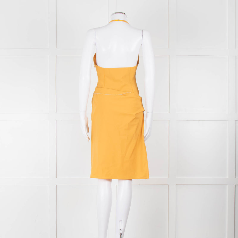 Jacquemus Gold Yellow Halter Fitted 'Le Splash' Dress