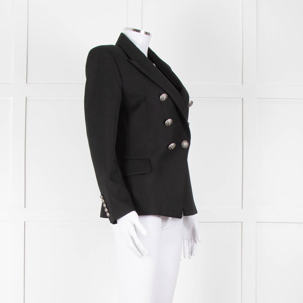 Balmain Black Fitted Jacket With Chrome Buttons