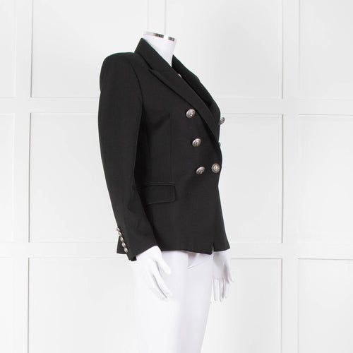 Balmain Black Fitted Jacket With Chrome Buttons
