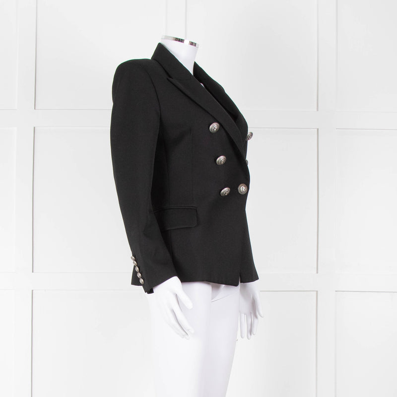 Balmain Black Fitted Jacket With Chrome Buttons