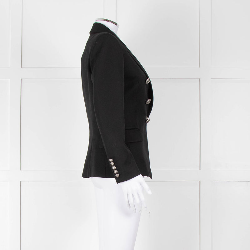 Balmain Black Fitted Jacket With Chrome Buttons