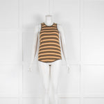 Saint Laurent Khaki and Mustard Stripe Vest top