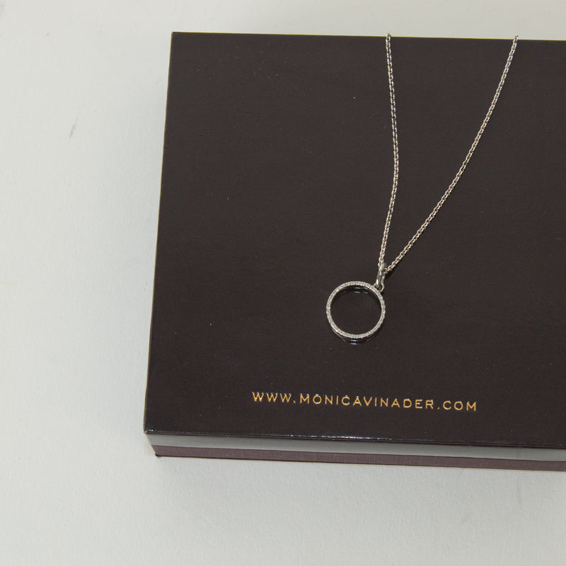 Monica Vinader Sterling Silver Diamond Circle With Chain Necklace