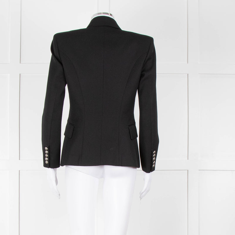 Balmain Black Fitted Jacket With Chrome Buttons