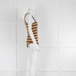 Saint Laurent Khaki and Mustard Stripe Vest top