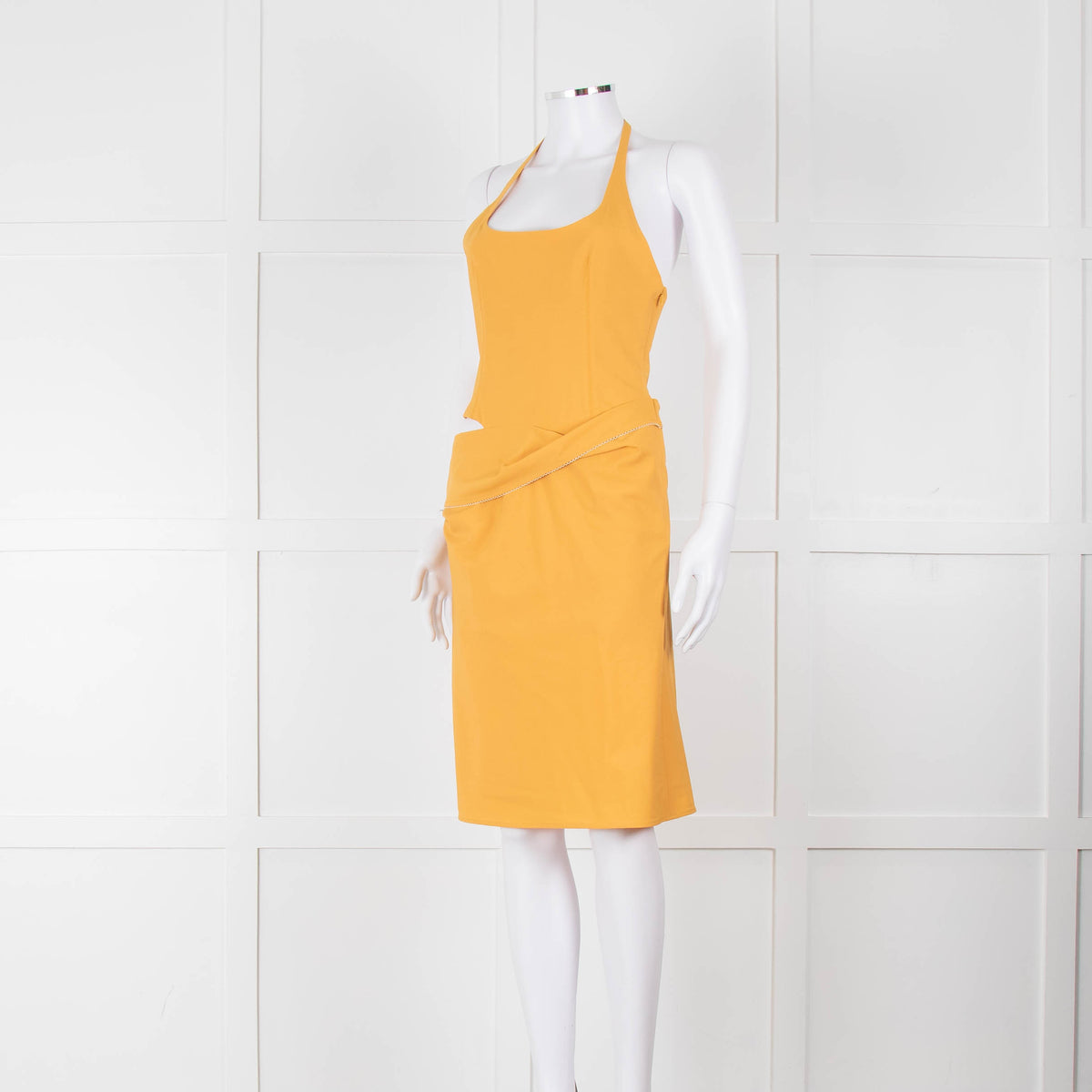Jacquemus Gold Yellow Halter Fitted 'Le Splash' Dress