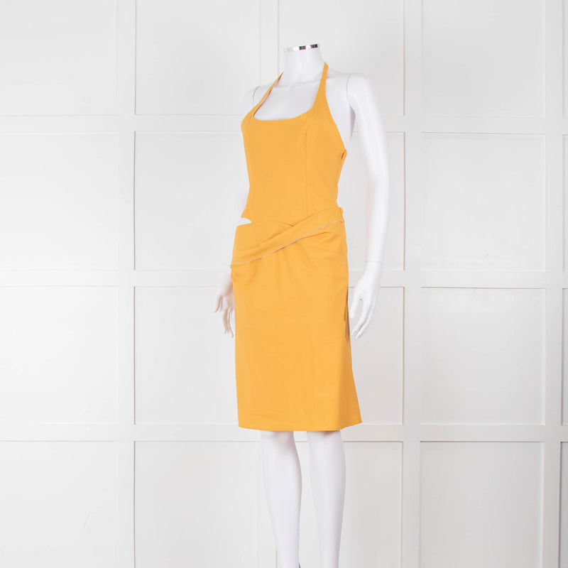 Jacquemus Gold Yellow Halter Fitted 'Le Splash' Dress