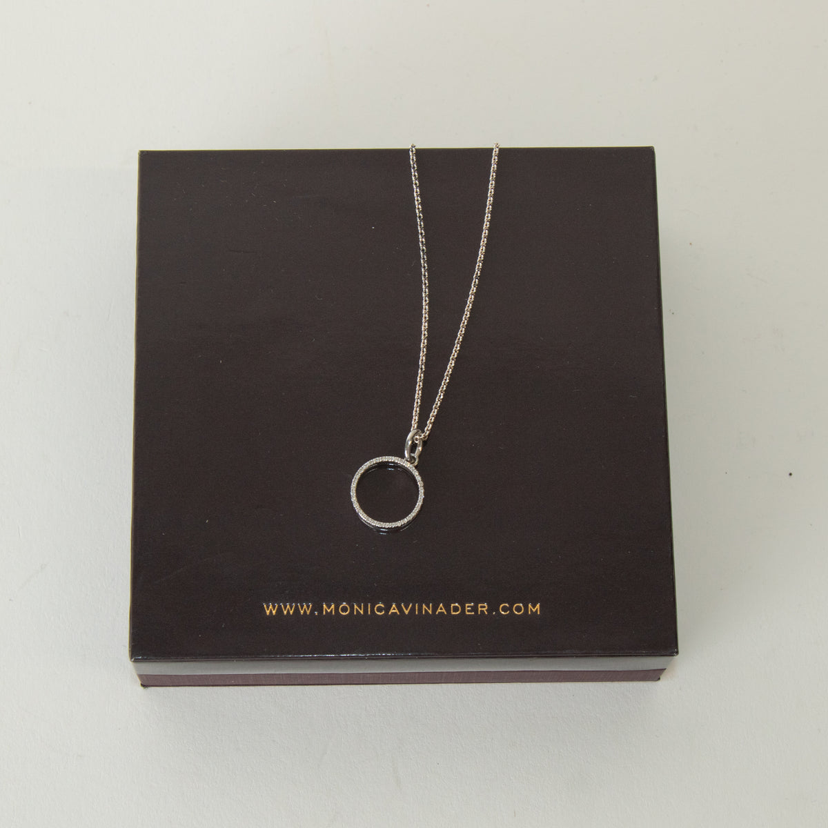 Monica Vinader Sterling Silver Diamond Circle With Chain Necklace