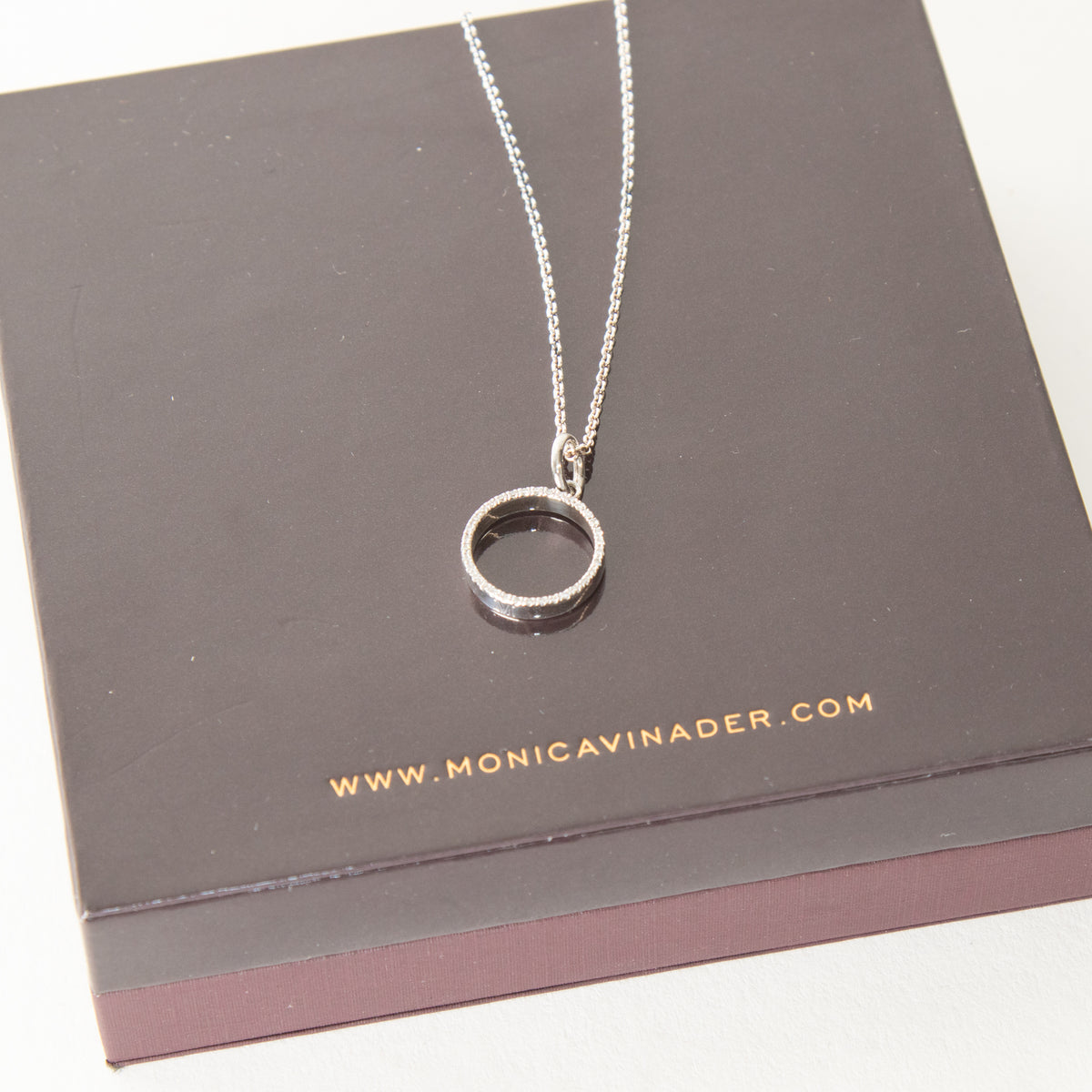 Monica Vinader Sterling Silver Diamond Circle With Chain Necklace
