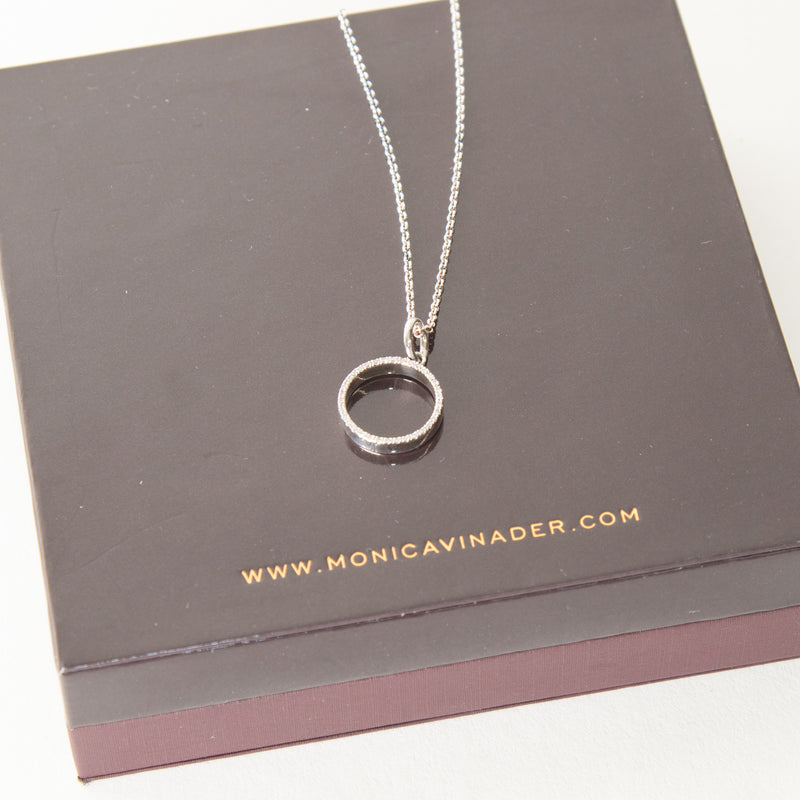Monica Vinader Sterling Silver Diamond Circle With Chain Necklace