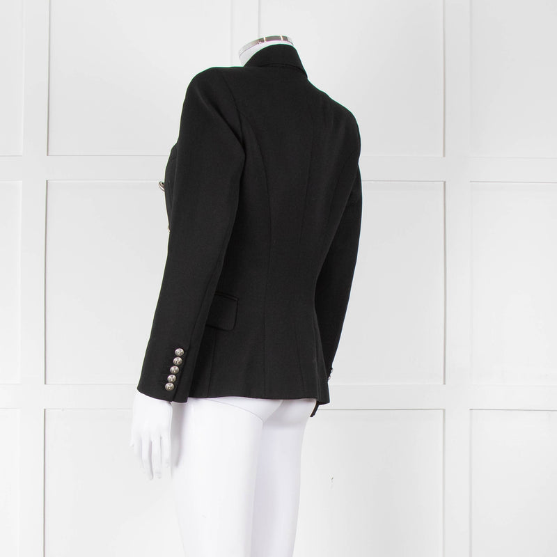 Balmain Black Fitted Jacket With Chrome Buttons