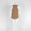 Saint Laurent Khaki and Mustard Stripe Vest top