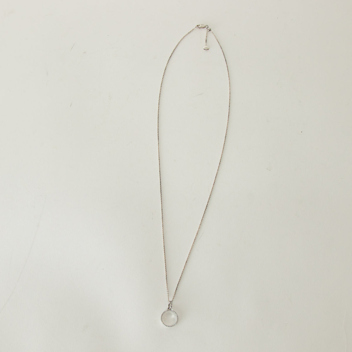Monica Vinader Sterling Silver Diamond Circle With Chain Necklace