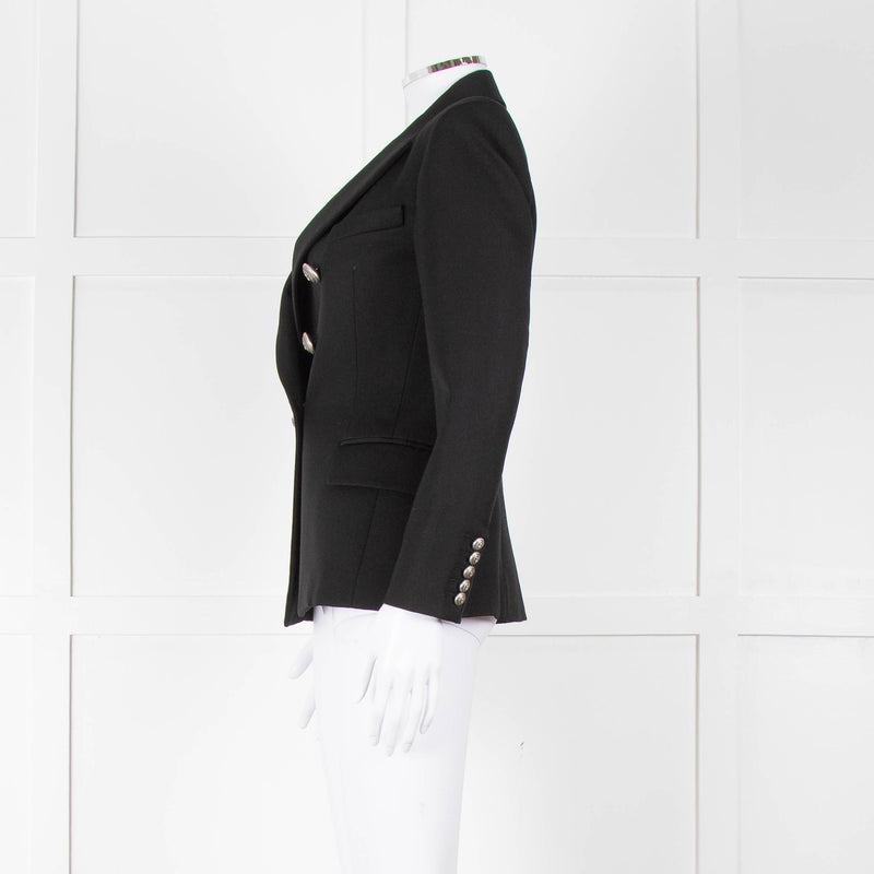 Balmain Black Fitted Jacket With Chrome Buttons
