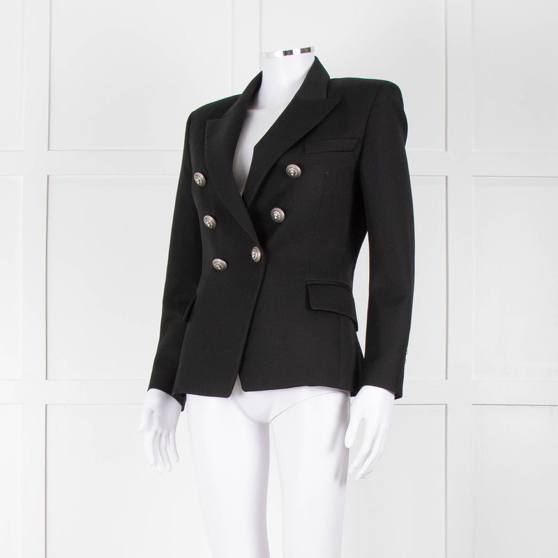 Balmain Black Fitted Jacket With Chrome Buttons
