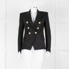 Balmain Black Double Breasted Wool-Twill Blazer Jacket