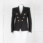 Balmain Black Double Breasted Wool-Twill Blazer Jacket