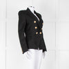 Balmain Black Double Breasted Wool-Twill Blazer Jacket