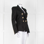 Balmain Black Double Breasted Wool-Twill Blazer Jacket
