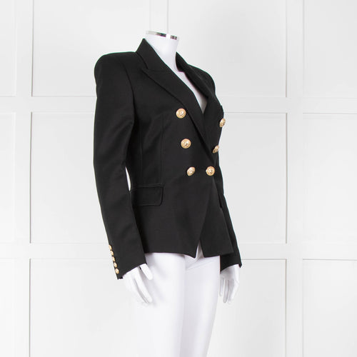 Balmain Black Double Breasted Wool-Twill Blazer Jacket