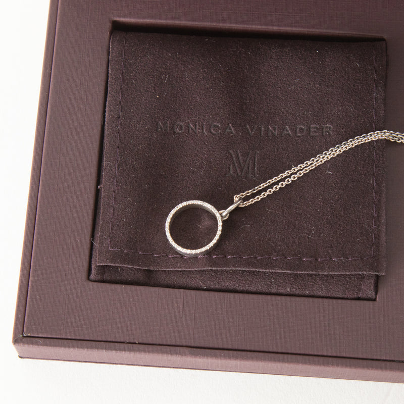 Monica Vinader Sterling Silver Diamond Circle With Chain Necklace