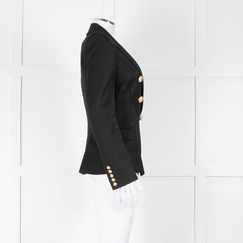 Balmain Black Double Breasted Wool-Twill Blazer Jacket