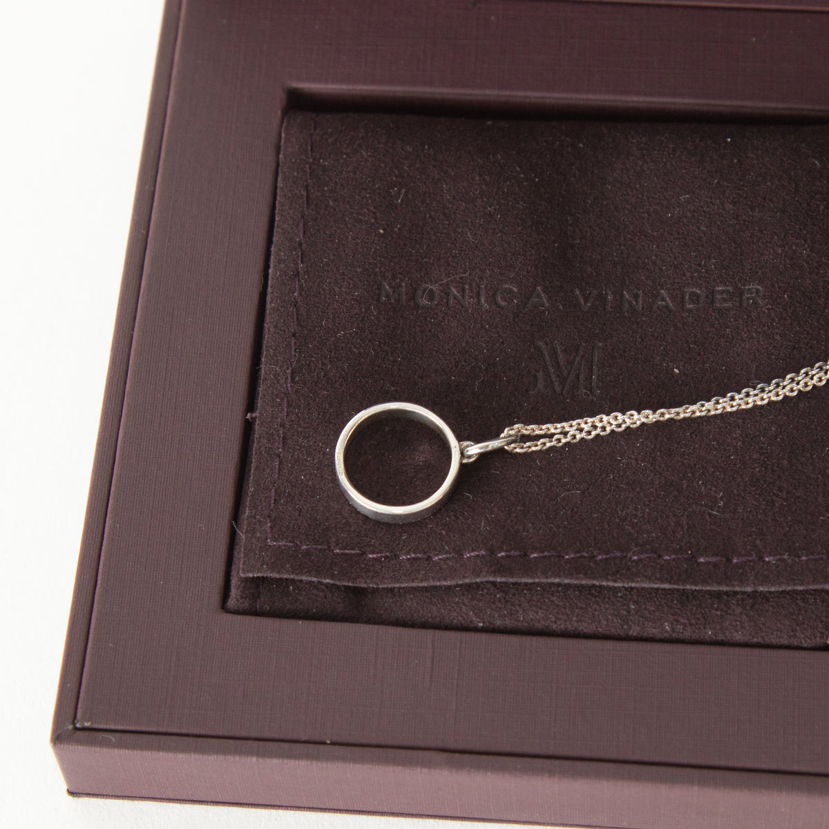 Monica Vinader Sterling Silver Diamond Circle With Chain Necklace