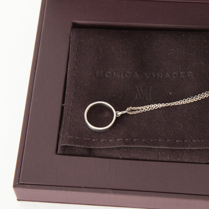 Monica Vinader Sterling Silver Diamond Circle With Chain Necklace