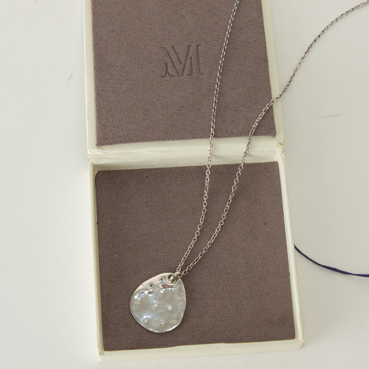 Monica Vinader Sterling Silver Diamond Petal Pendant With Chain