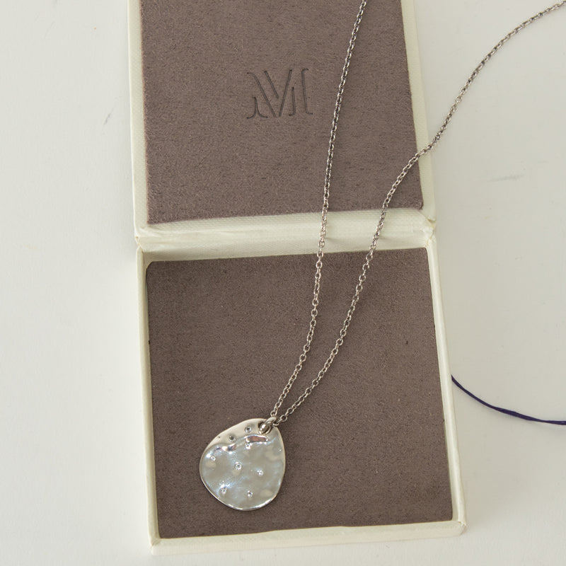 Monica Vinader Sterling Silver Diamond Petal Pendant With Chain