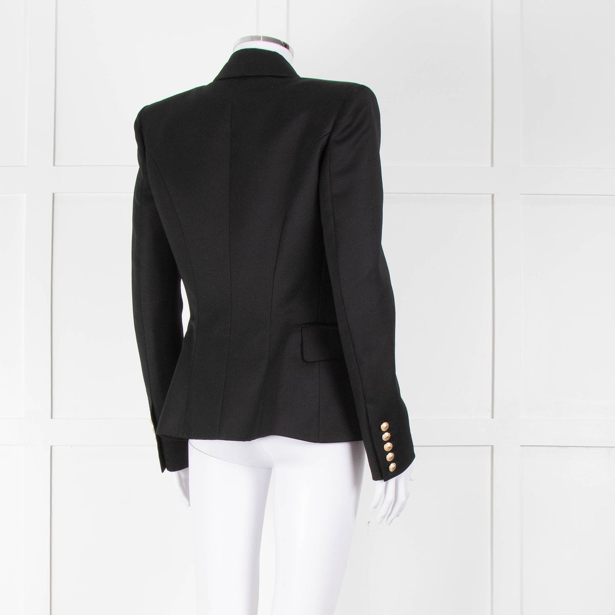 Balmain Black Double Breasted Wool-Twill Blazer Jacket