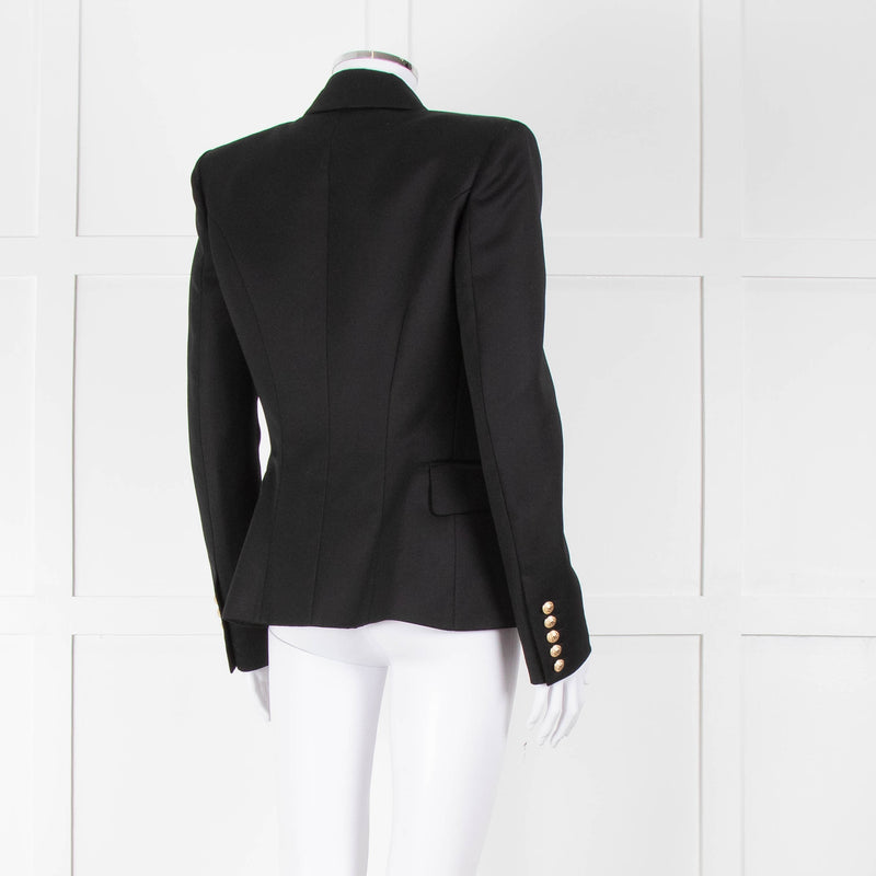 Balmain Black Double Breasted Wool-Twill Blazer Jacket