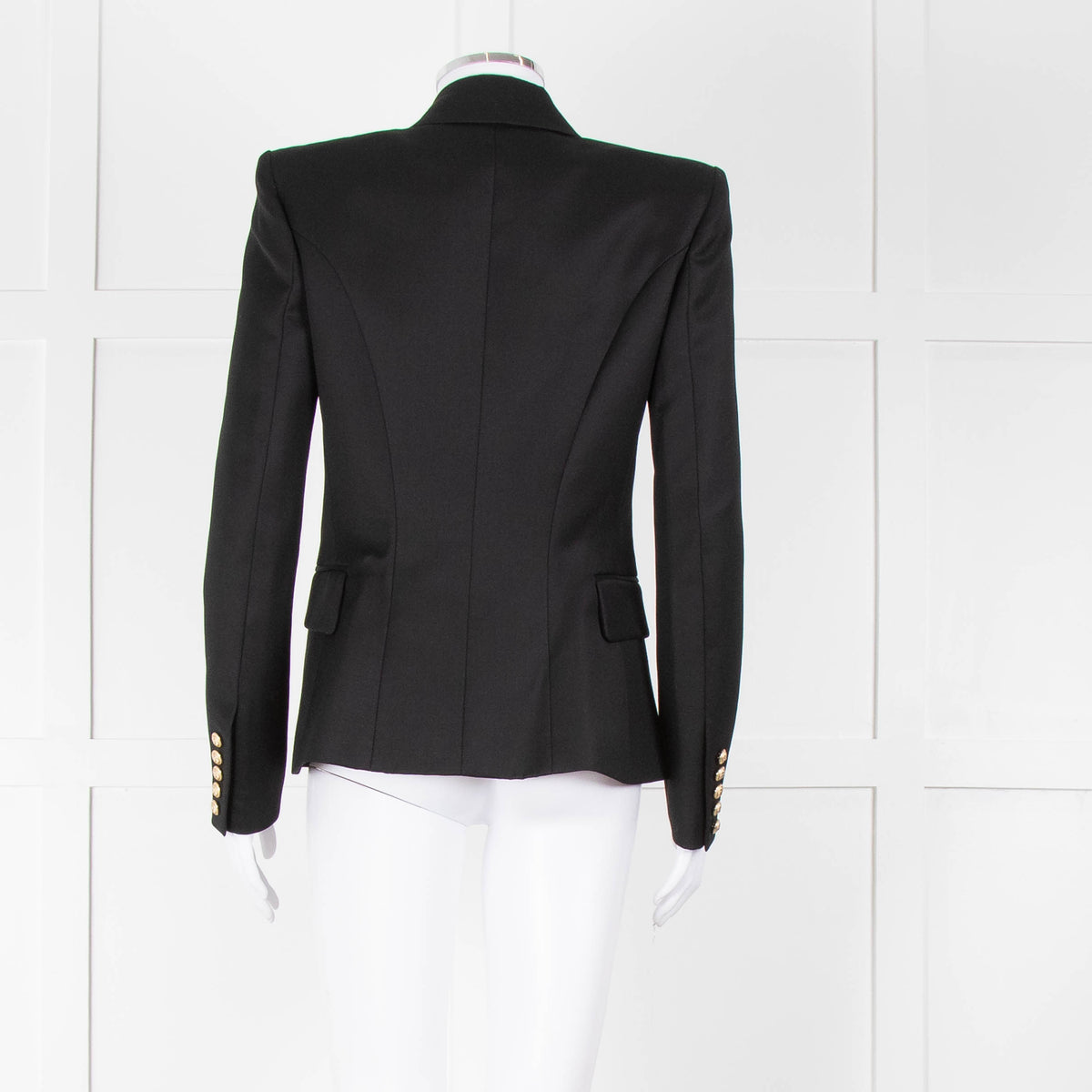 Balmain Black Double Breasted Wool-Twill Blazer Jacket