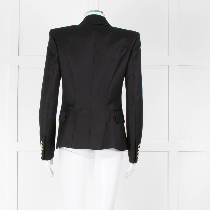 Balmain Black Double Breasted Wool-Twill Blazer Jacket