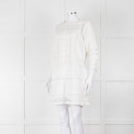 Joie Cream Lace And Pleats Detail Mini Dress